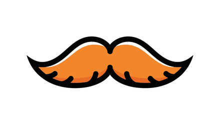 Bold Orange Moustache Illustration: A Cheerful and Classic Design Element for Fun Projects
