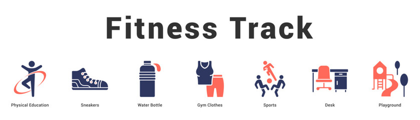 Fitness Track Modern and clean web banner illustration featuring thematic icons for visual communication