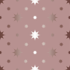 Satin stars on a matte dusty pink background seamless vector pattern. Soft glow print for fabric and wallpaper. Boho neutral luxury wrapping paper. Bohemian style beige backdrop.