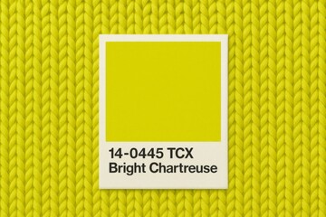 Chartreuse color sample on knitted texture background