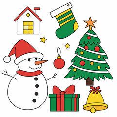 Merry Christmas Doodle Pack – Snowman, House, Stars
