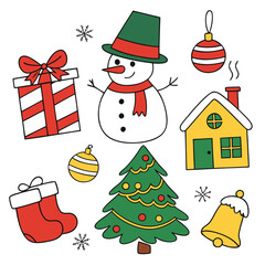 Christmas Decoration Clipart – Tree, Bauble, Gift, House
