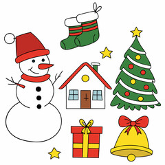 Merry Christmas Doodle Pack – Snowman, House, Stars