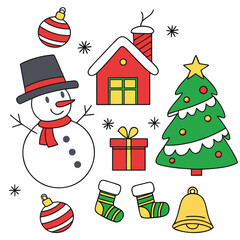Christmas Decoration Clipart – Tree, Bauble, Gift, House