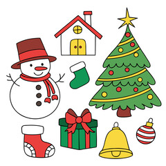 Christmas Decoration Clipart – Tree, Bauble, Gift, House