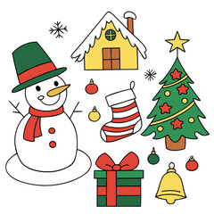 Christmas Holiday Elements Illustration for Kids