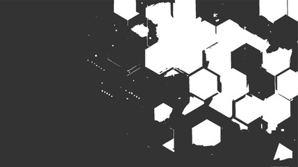 Abstract dark grey background with white geometric hexagon shapes and scattered dots vector