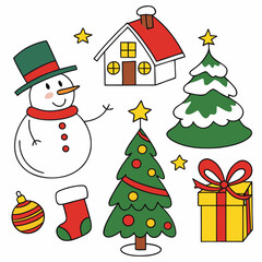 Festive Christmas Elements Bundle – House, Gifts, Ornaments