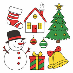 Festive Christmas Elements Bundle – House, Gifts, Ornaments