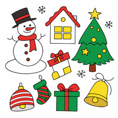 Festive Christmas Elements Bundle – House, Gifts, Ornaments