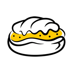 a flat gradient outline icon of a cream puff for web and graphic design