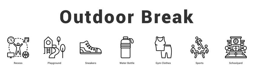 Outdoor Break Modern and clean web banner illustration featuring thematic icons for visual communication