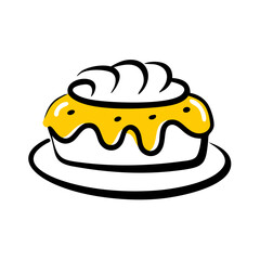 a flat gradient outline icon of a custard dessert for web and graphic design