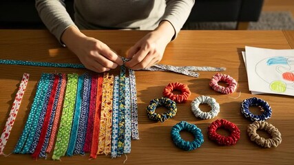 Crafting Colorful Scrunchies - A Creative DIY Project for Beginners.