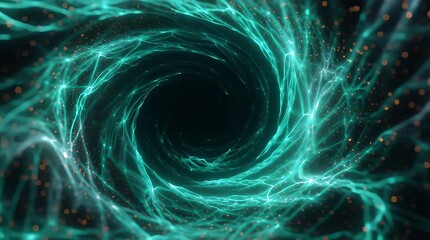 Abstract futuristic sci-fi background with a glowing fractal energy vortex rotating slowly - Powered by Adobe
