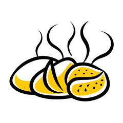 a flat gradient outline icon of garlic bread for web and graphic design