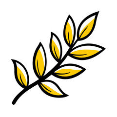 a flat gradient outline icon of a leaf branch for web and graphic design