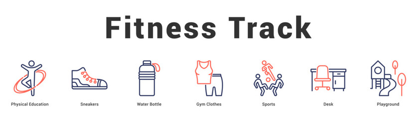Fitness Track Modern and clean web banner illustration featuring thematic icons for visual communication