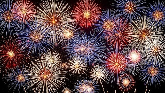 Spectacular fireworks display illuminating the night sky with vibrant colors and intricate patterns celebration and festive atmosphere