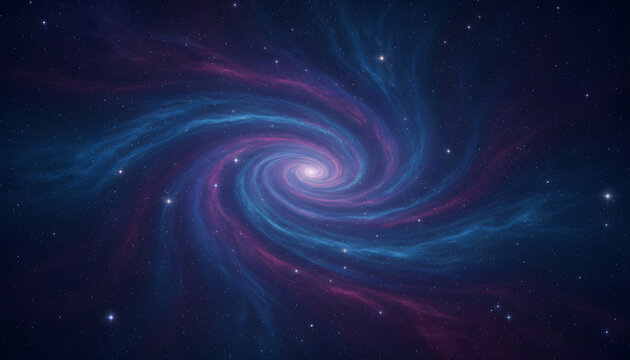 Abstract galaxy swirl with blue and purple hues in outer space  