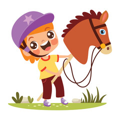 Cartoon Kid Riding Horse Toy