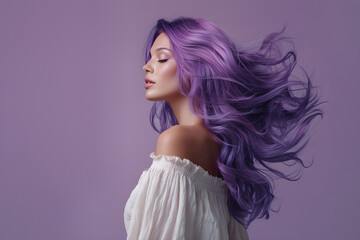 Purple Hair Beauty Portrait