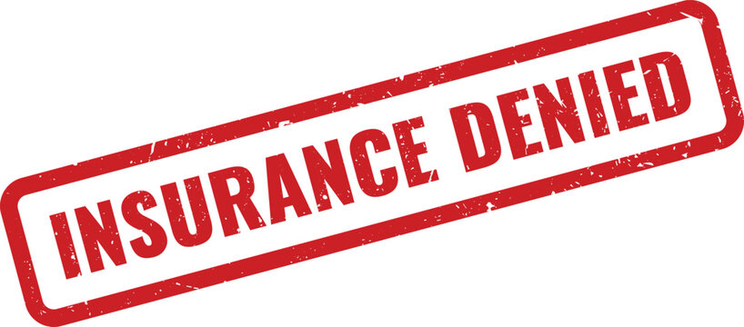 Official Insurance Denied Red Grunge Textured Rectangular Rubber Stamp