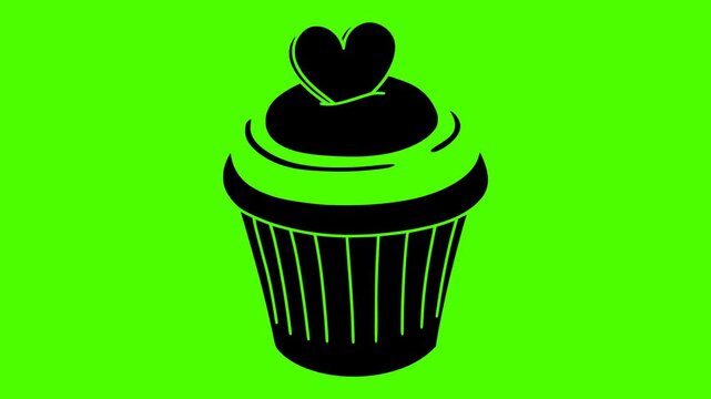 dessert illustration food silhouette cake logo video icon green outline screen cup sweet cupcake birthday cream snack celebration party shape bright vector graphic background