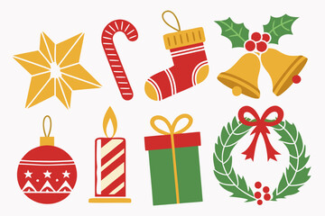 Christmas Stickers Set – Holiday Gifts, Candy Cane, Decorations