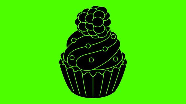 dessert illustration food silhouette cake logo video icon green outline screen cup sweet cupcake birthday cream snack celebration party shape bright vector graphic background