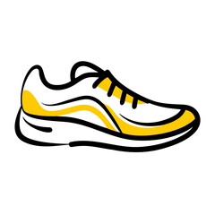 a flat gradient outline icon of running shoes for web and graphic design