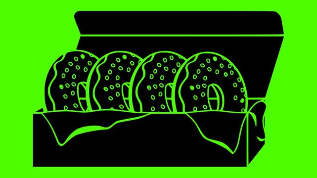 dessert illustration donut silhouette video logo green icon screen outline food bakery sweet pastry snack cake chocolate cream doughnut shape women vector graphic background