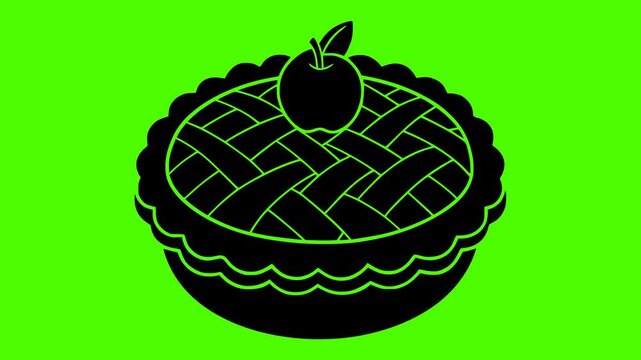 dessert illustration pie silhouette fruit logo video icon green outline screen cake sweet food pastry homemade fresh delicious bakery shape crust vector graphic background