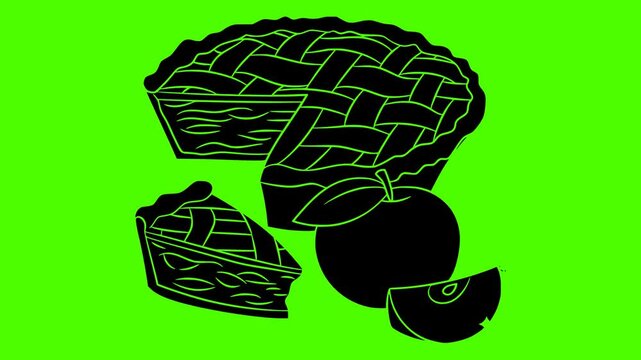 dessert illustration pie silhouette fruit logo video icon green outline screen cake sweet food pastry homemade fresh delicious bakery shape crust vector graphic background