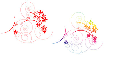 Elegant floral vector design with swirls and leaves colorful decorative element isolated on white background