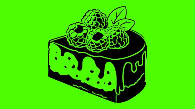 dessert illustration food silhouette delicious logo video icon green outline screen cake sweet slice bakery pastry piece birthday cream shape cheesecake vector graphic background