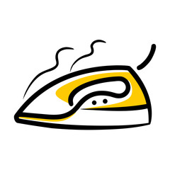 a flat gradient outline icon of a steam iron for web and graphic design