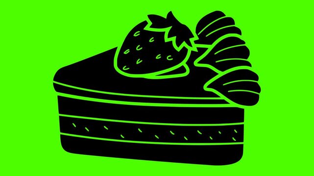 dessert illustration food silhouette delicious logo video icon green outline screen cake sweet slice bakery pastry piece birthday cream shape cheesecake vector graphic background