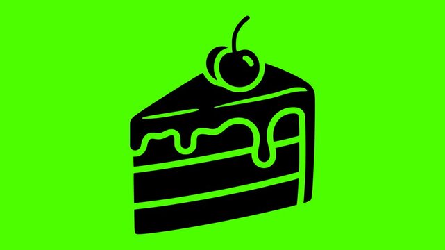 dessert illustration food silhouette delicious logo video icon green outline screen cake sweet slice bakery pastry piece birthday cream shape cheesecake vector graphic background