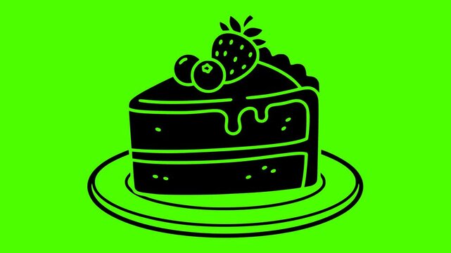 dessert illustration food silhouette delicious logo video icon green outline screen cake sweet slice bakery pastry piece birthday cream shape cheesecake vector graphic background
