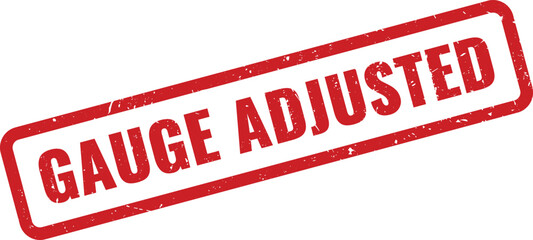 Red Gauge Adjusted grunge rubber stamp vector for measurement correction or setting modification