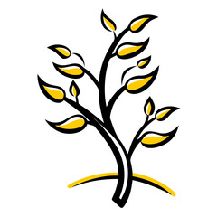 a flat gradient outline icon of a willow tree for web and graphic design