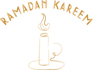 Ramadan Kareem Line Art Candle Illustration