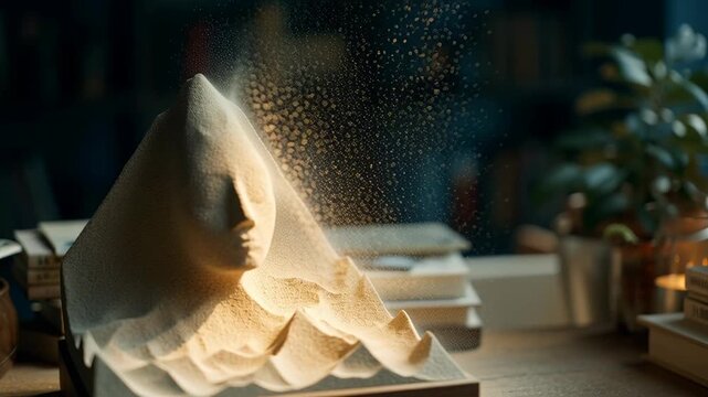 Enchanting Book Sculpture A Tale of Light and Shadow.