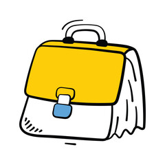 Classic school bag doodle icon symbolizing learning, study essentials,