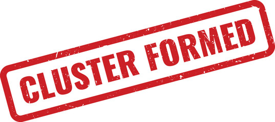 Vibrant Red Grunge Rubber Stamp Indicating a Collaborative Cluster Has Been Formed