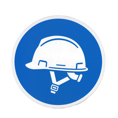 blue icon with a helmet safety information sign 