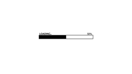 Abstract loading bar icon animation. Loading bar and percentage Futuristic progress loading bar 0-100 percent on a white background