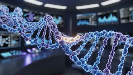 DNA Strand Analysis in a Futuristic Laboratory Environment.