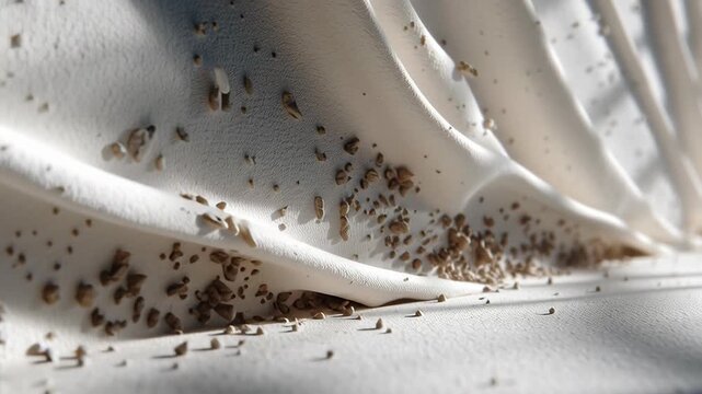 Evidence of Bed Bugs on Mattress CloseUp Inspection.